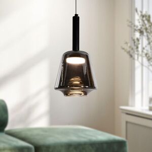 Lampa wisząca Bueno szklana czarna z kloszem dymionym do salonu obraz