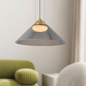 Lampa wisząca Presto 42 szklana złota z kloszem dymionym nad stół GX53 obraz