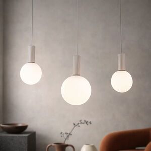 Lampa wisząca Testa beżowa klosze kule nad stół do jadalni 3xG9 obraz