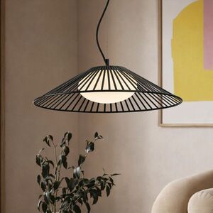 Lampa wisząca Sonte 50 czarna z białym szklanym kloszem nad stół obraz