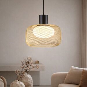 Lampa wisząca Sopra 32 czarno złota z kloszem drucianym nad stół obraz