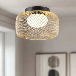 Lampa sufitowa Sopra 32 czarno złota klosz druciany do salonu GX53 obraz