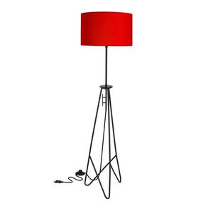 Float lampa podłogowa czarna 1x60W E27 abażur czerwony obraz