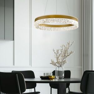 Okouzlující závěsná lampa FROZI – zlaté stínidlo s krystaly – elegantní a moderní LED osvětlení obývacího pokoje obraz