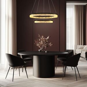 Okouzlující závěsná lampa FROZI – černé stínidlo s krystaly – moderní LED lustr do luxusního obývacího pokoje obraz