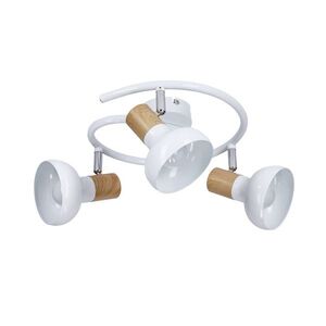 Spirálová stropní lampa kovová bílá + dřevěná 3E14 Puerto obraz