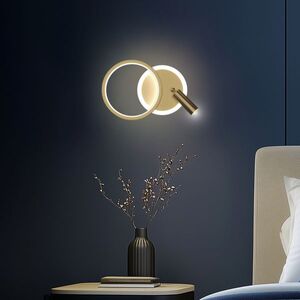 Nástěnná lampa MONET kruhová zlatá 18W LED 3000K bílé stínidlo obraz