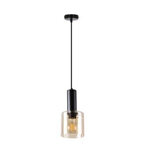 Závěsná lampa Isar, černá, 1x40, E27, jantarové stínidlo obraz