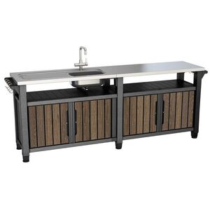 Zahradní stůl / skříň s dřezem UNITY CHEF 415L grafit Keter obraz