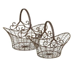 Hnědé dekorační kovové koše - set 2 ks - 41*31*35 / 36*24*28 cm 40152 obraz