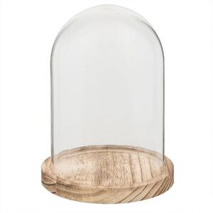 Dřevěný podnos se skleněným krytem - Ø 10*15 cm 6GL2168 obraz