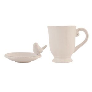 Keramický hrneček s mističkou Bird - Ø 9*4 / 12*8*11 cm / 0.3 L 6CE0373 obraz
