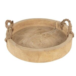 Dřevěný kulatý tác/ podnos s jutovými uchy - Ø 35*6 cm 6H1756 obraz