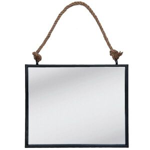 Zrcadlo v černém rámu zavěšené na lanu - 50*4*40 cm 52S093 obraz