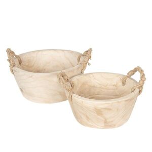Sada 2 dřevěných košíků/ misek - Ø 36*16 cm / Ø 29*13 cm 6H1757 obraz