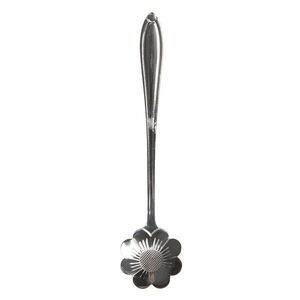 Stříbrná kovová dezertní lžička ve tvaru kytičky Floffy - 3*12 cm 64452ZI obraz
