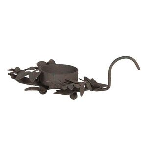 Hnědý kovový svícen s listy - 13*9*3 cm 6Y4067 obraz