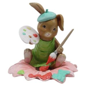 Velikonoční dekorace Králík malující květinu - 15*15*15 cm 6PR3134 obraz