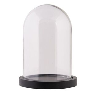 Skleněný poklop s černým dřevěným podstavcem - Ø 10*15 cm 6GL2168Z obraz