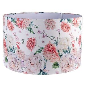 Bílé závěsné stínidlo na lampu s potiskem květin - Ø 45*28 cm / E27 6LAK0501 obraz