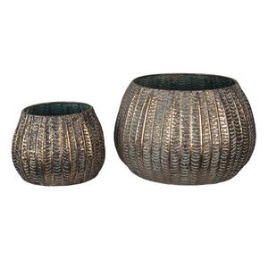 2ks měděno - hnědý obal na květiny s patinou - Ø 40*25 / Ø 28*19 cm 6Y4308 obraz