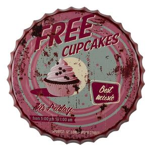 Kovová kulatá nástěnná cedule Cupcake - Ø 50 cm 6Y4404 obraz