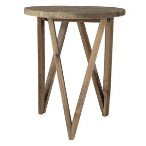 Dřevěný dekorační antik stolík na květinu - Ø 30*36 cm 6H2101 obraz