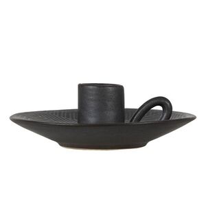 Černý keramický svícen - Ø 13*4 cm 6CE1299 obraz