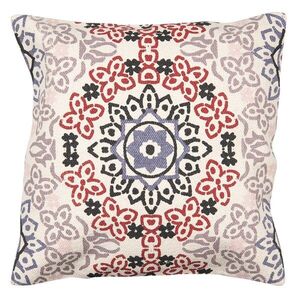 Béžový režný bavlněný povlak na polštář s barevnými ornamenty - 50*50 cm KT032.055 obraz