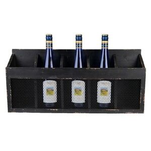 Černá antik nástěnná police na víno Baesta - 60*13*28 cm 5H0518 obraz