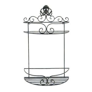 Černá antik nástěnná kovová polička Potier ornament - 33*16*53 cm 6Y4677 obraz