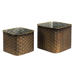 2ks zlatý antik dekorační obal na květináč - 20*20*17 / 18*18*14 cm 6Y4714 obraz