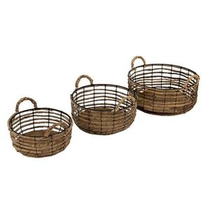 Drátěné obmotané úložné koše s uchy Parien - Ø 39*15 / Ø 34*13 / Ø 29*11 cm 6RO0543 obraz