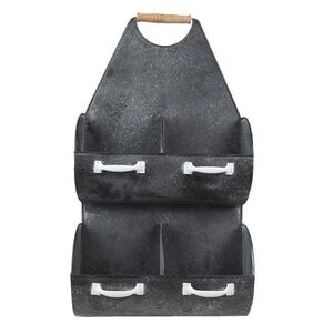 Černá antik kovová nástěnná police se 4mi boxy - 35*41*66 cm 5Y1013 obraz