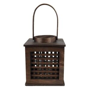 Hnědá dřevěná závěsná lucerna Bamboo - 17*17*20 cm 6RO0580S obraz