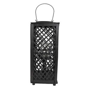 Černá dřevěná závěsná lucerna Bamboo - 21*21*50 cm 6RO0588M obraz