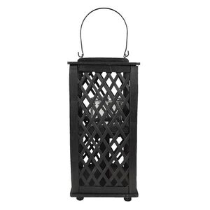 Černá dřevěná závěsná lucerna Bamboo - 19*19*40 cm 6RO0588S obraz