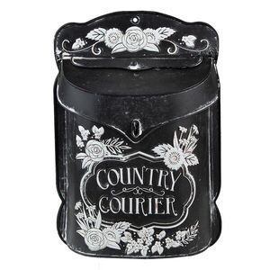 Černá antik poštovní schránka s květy Country Courier - 26*10*35 cm 6Y4688 obraz