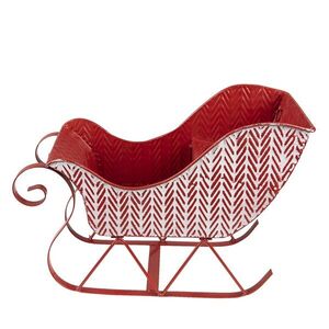 Červeno-bílá antik vánoční dekorace sáňky - 32*15*24 cm 6Y4708 obraz