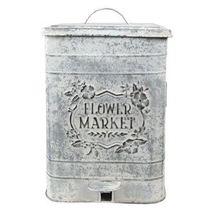 Šedý vintage odpadkový koš s patinou Flower Market - 26*26*36 cm 6Y4776 obraz