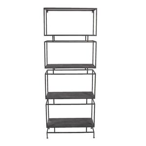 Černý antik regál ke stěně Walliet - 61*23*160 cm 5Y3481 obraz