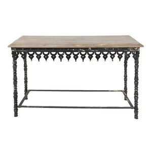 Černý antik kovový konzolový stůl s dřevěnou deskou Basten - 121*45*81 cm 5Y0958 obraz