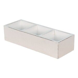 Bílý antik dřevěný dekorativní box se 3mi přihrádkami Silen - 33*12*7 cm 6H1987W obraz