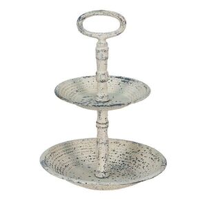 Béžový antik dvoupatrový kovový etažér Fun Antique - Ø 19*27 cm 6Y4770 obraz