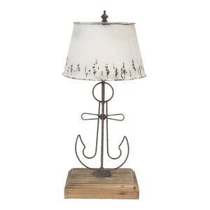 Krémová antik stolní lampa s kotvou a kovovým stínidlem - Ø 35*79 cm 5LMC0016 obraz