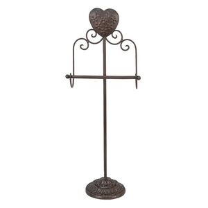 Hnědý antik držák na toaletní papír se srdcem Hart Flowy - 21*14*62 cm 5Y1006 obraz