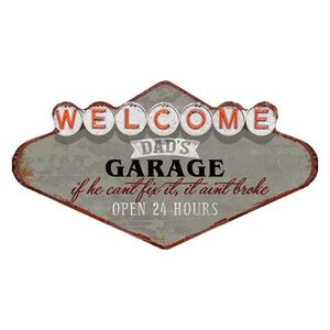Kovová nástěnná cedule Welcome Daďs Garage - 49*1*27 cm 6Y4912 obraz