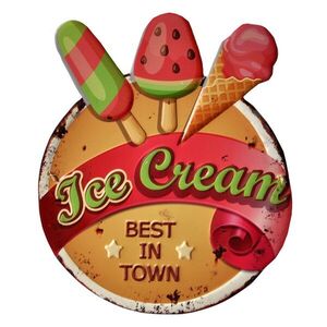 Nástěnná kovová cedule se zmrzlinou Ice Cream - 38*1*45 cm 6Y4919 obraz