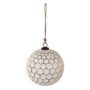 Bílá antik skleněná koule Hexagon white XL - Ø 20*20 cm 6GL3871 obraz