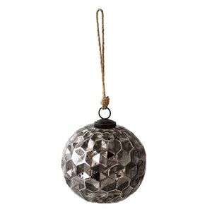 Černá antik skleněná koule Hexagon Black L - Ø 15*15 cm 6GL3918 obraz